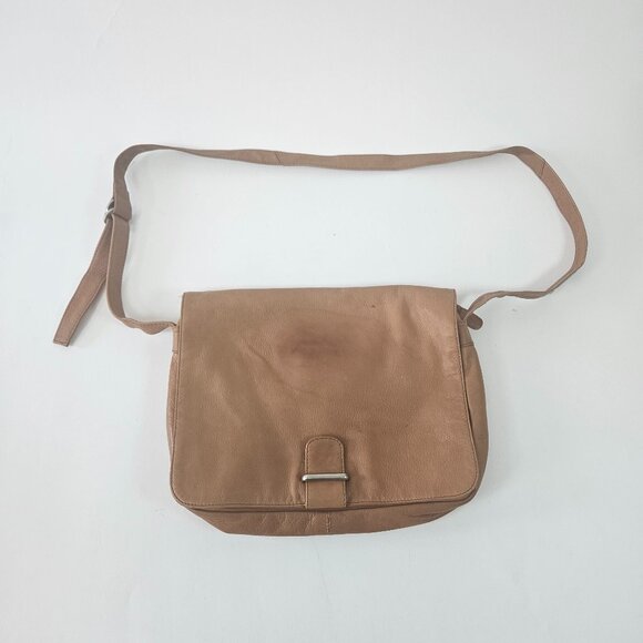 Kenneth Cole Leather Crossbody Bag Brown 12 X 10 inches - Picture 1 of 13